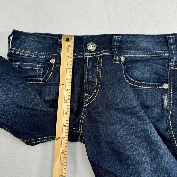Silver Suki Capri Jeans Womens Size 28 Dark Blue Mid Rise Stretch - Picture 10 of 13